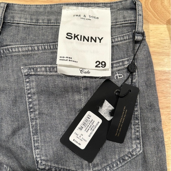 NWT Rag & Bone Cate midrise skinny ankle jeans in gray (Colby) size 29 - Picture 8 of 10